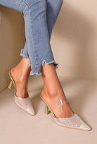 Transparent Heeled Sandals with Rhinestone Mesh Straps-Shoes-Krush Kandy, Women's Online Fashion Boutique Located in Phoenix, Arizona (Scottsdale Area)