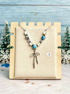 Winter Frost Golden Hills & White Shell Bow Necklace-Necklaces-Krush Kandy, Women's Online Fashion Boutique Located in Phoenix, Arizona (Scottsdale Area)