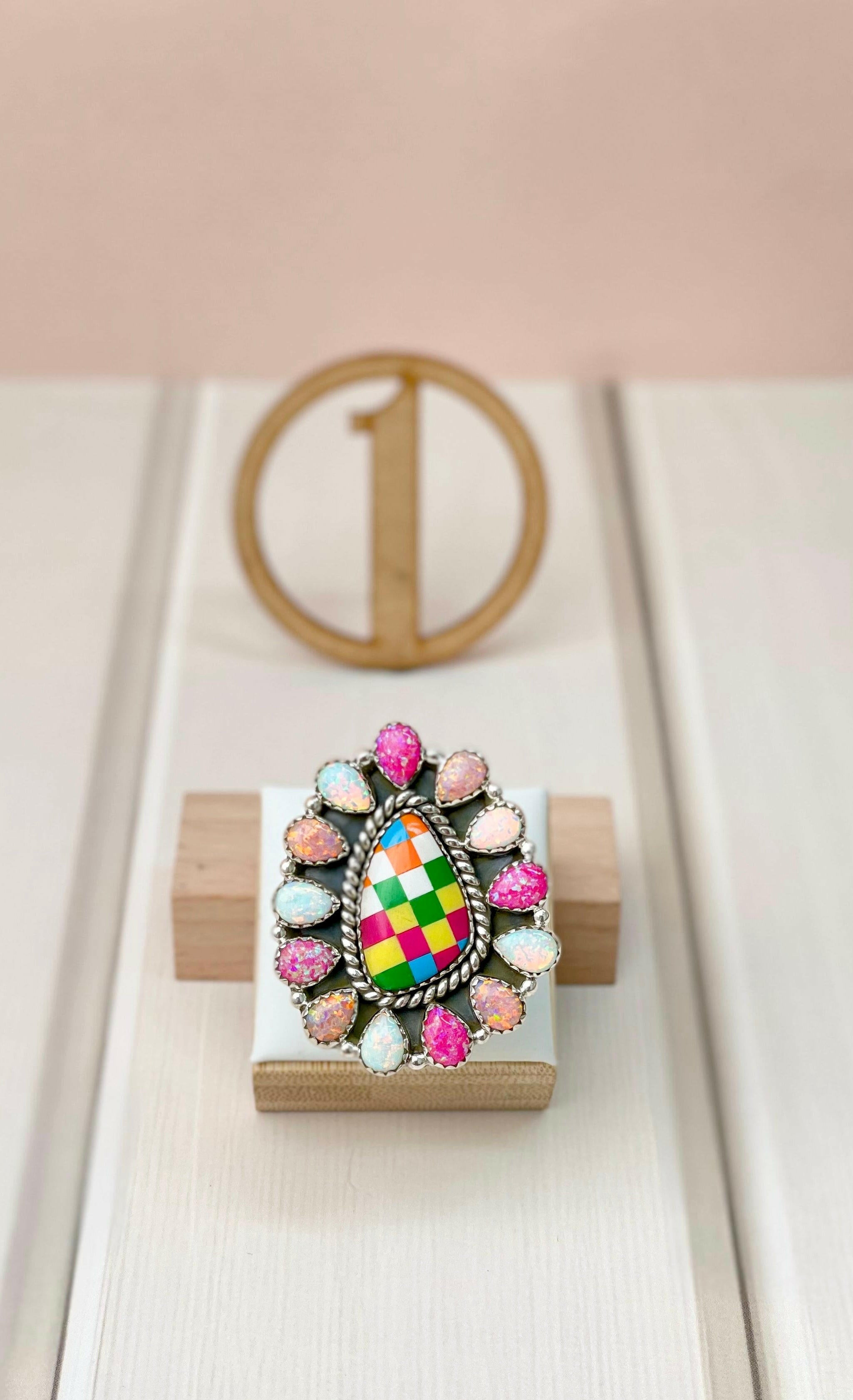 Summer Checkered Cluster Rings-Rings-Krush Kandy, Women's Online Fashion Boutique Located in Phoenix, Arizona (Scottsdale Area)