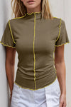 Ruffled Edge Mock Neck Top-Tops-Krush Kandy, Women's Online Fashion Boutique Located in Phoenix, Arizona (Scottsdale Area)