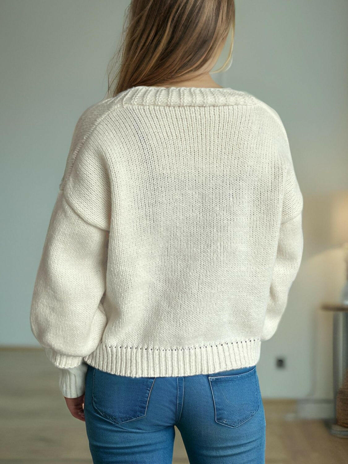 Button Long Sleeve Strawberry Cardigan for Women