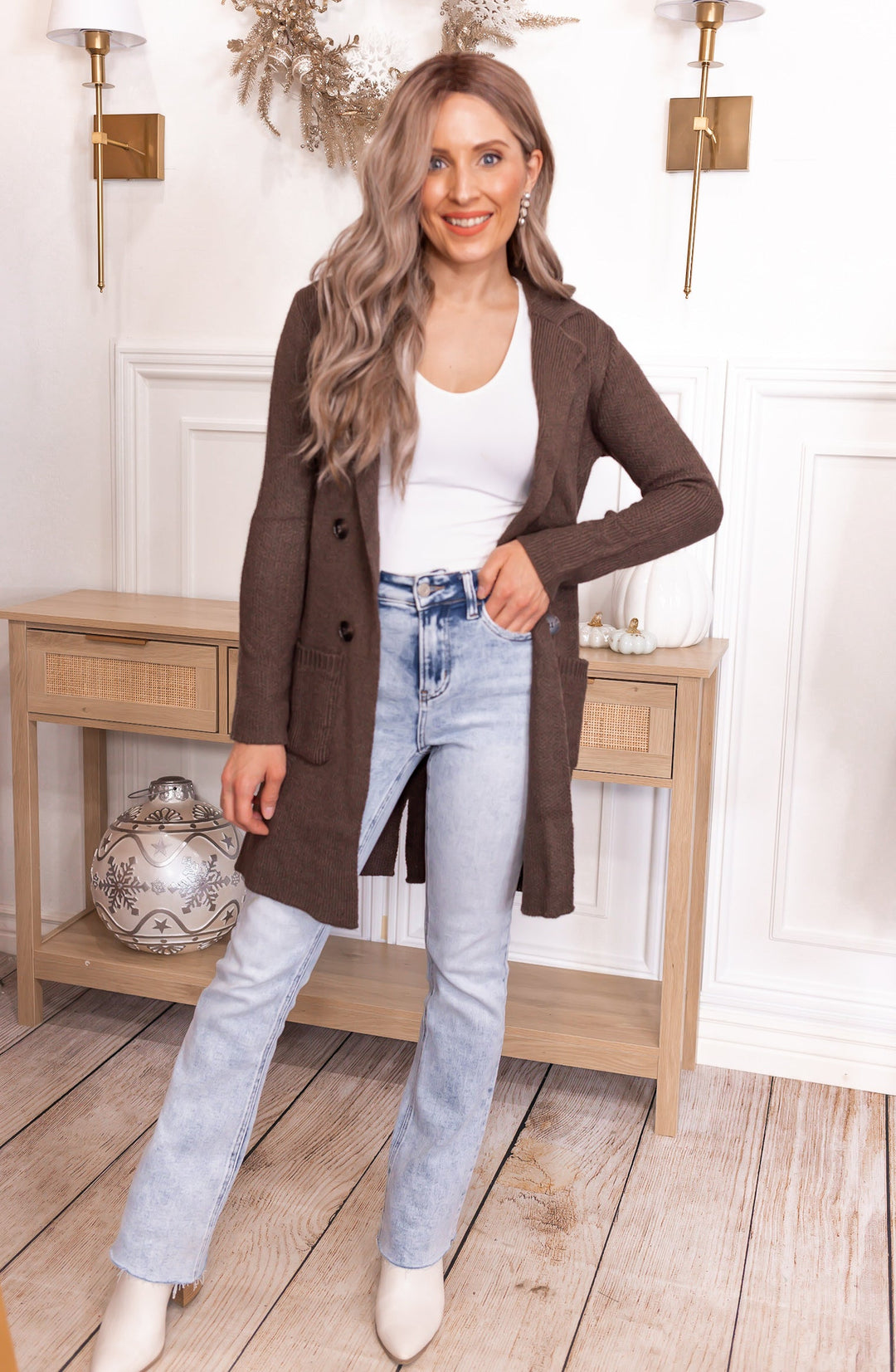 High Standards Notch Collar Sweater Jacket | S-2X-Cardigans-Krush Kandy, Women's Online Fashion Boutique Located in Phoenix, Arizona (Scottsdale Area)