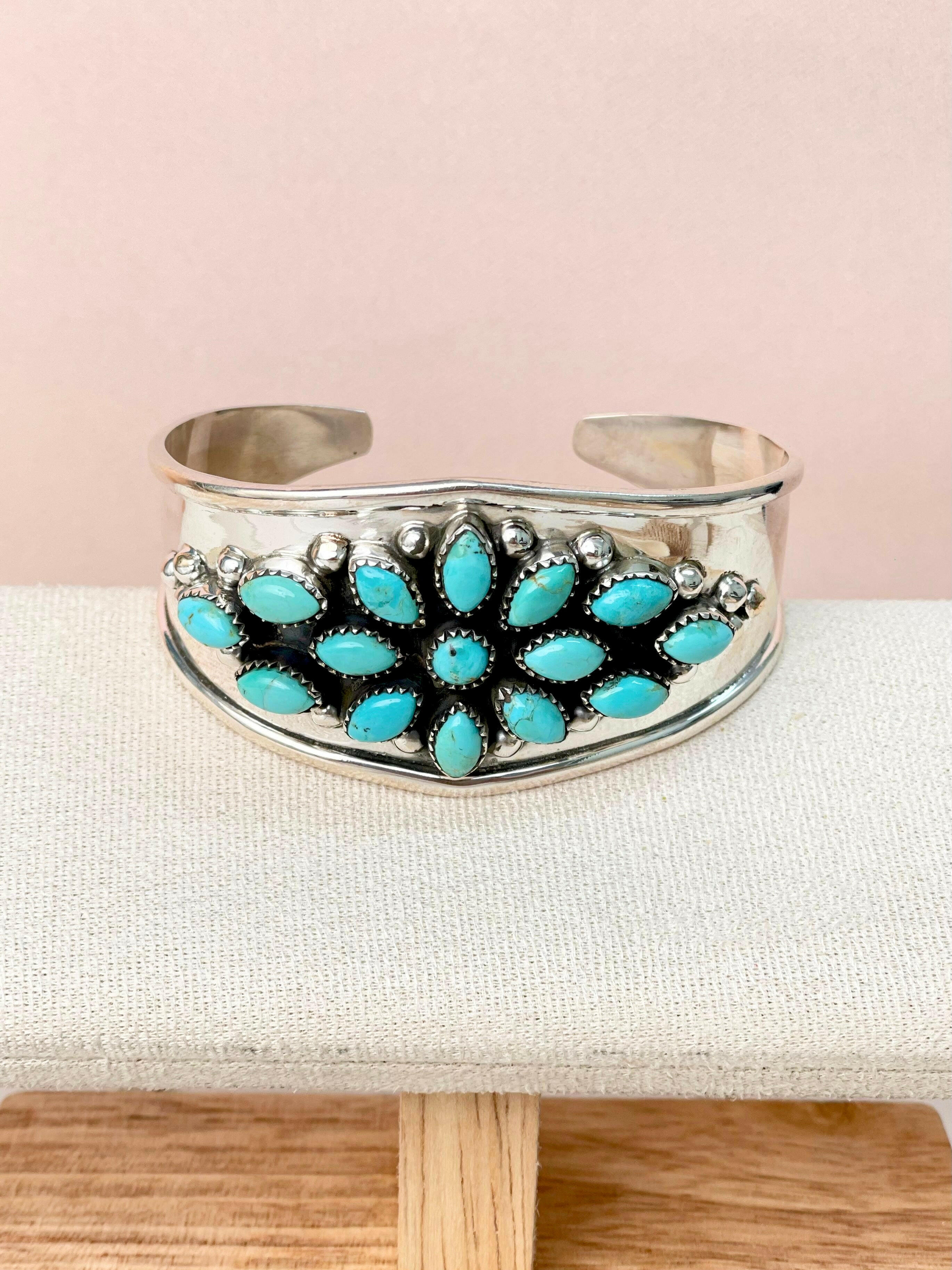 Windflower Trail Turquoise Statement Cuff-Bracelets-Krush Kandy, Women's Online Fashion Boutique Located in Phoenix, Arizona (Scottsdale Area)
