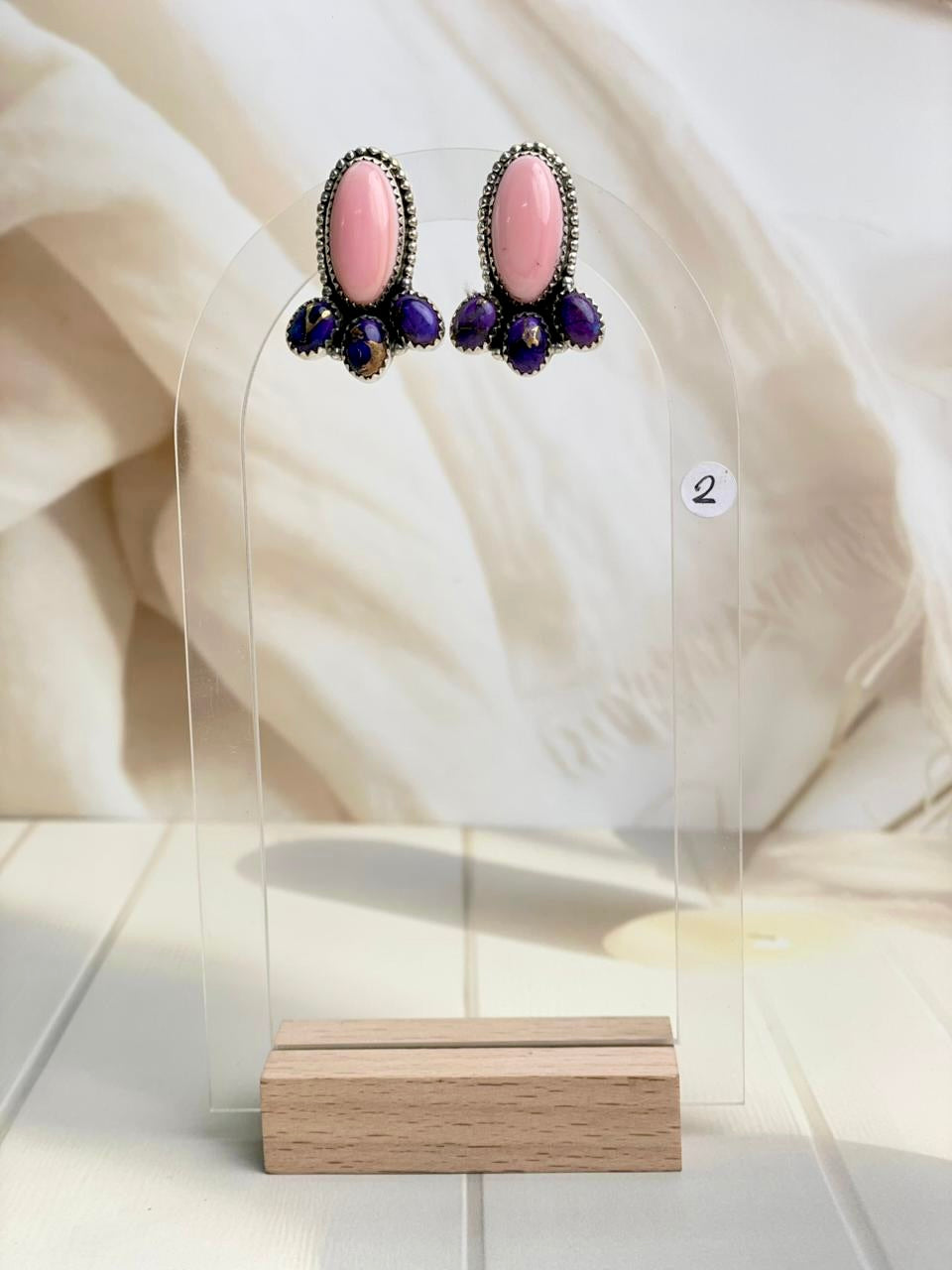 Pink Conch & Berry Dahlia Earrings-Earrings-Krush Kandy, Women's Online Fashion Boutique Located in Phoenix, Arizona (Scottsdale Area)