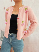 Flower Button Up Long Sleeve Cardigan-Cardigans-Krush Kandy, Women's Online Fashion Boutique Located in Phoenix, Arizona (Scottsdale Area)