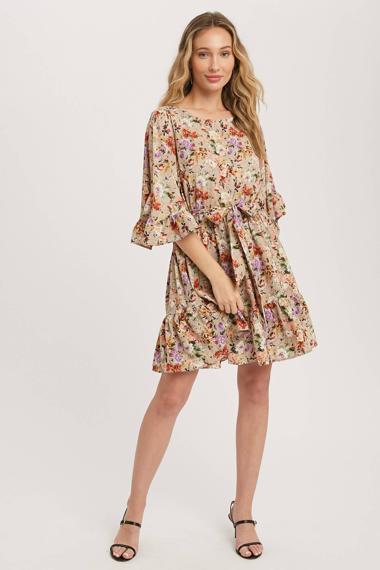 Floral Print Angel Sleeves Dress-Dresses-Krush Kandy, Women's Online Fashion Boutique Located in Phoenix, Arizona (Scottsdale Area)