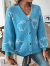 Ghost V-Neck Dropped Shoulder Cardigan-Cardigans-Krush Kandy, Women's Online Fashion Boutique Located in Phoenix, Arizona (Scottsdale Area)