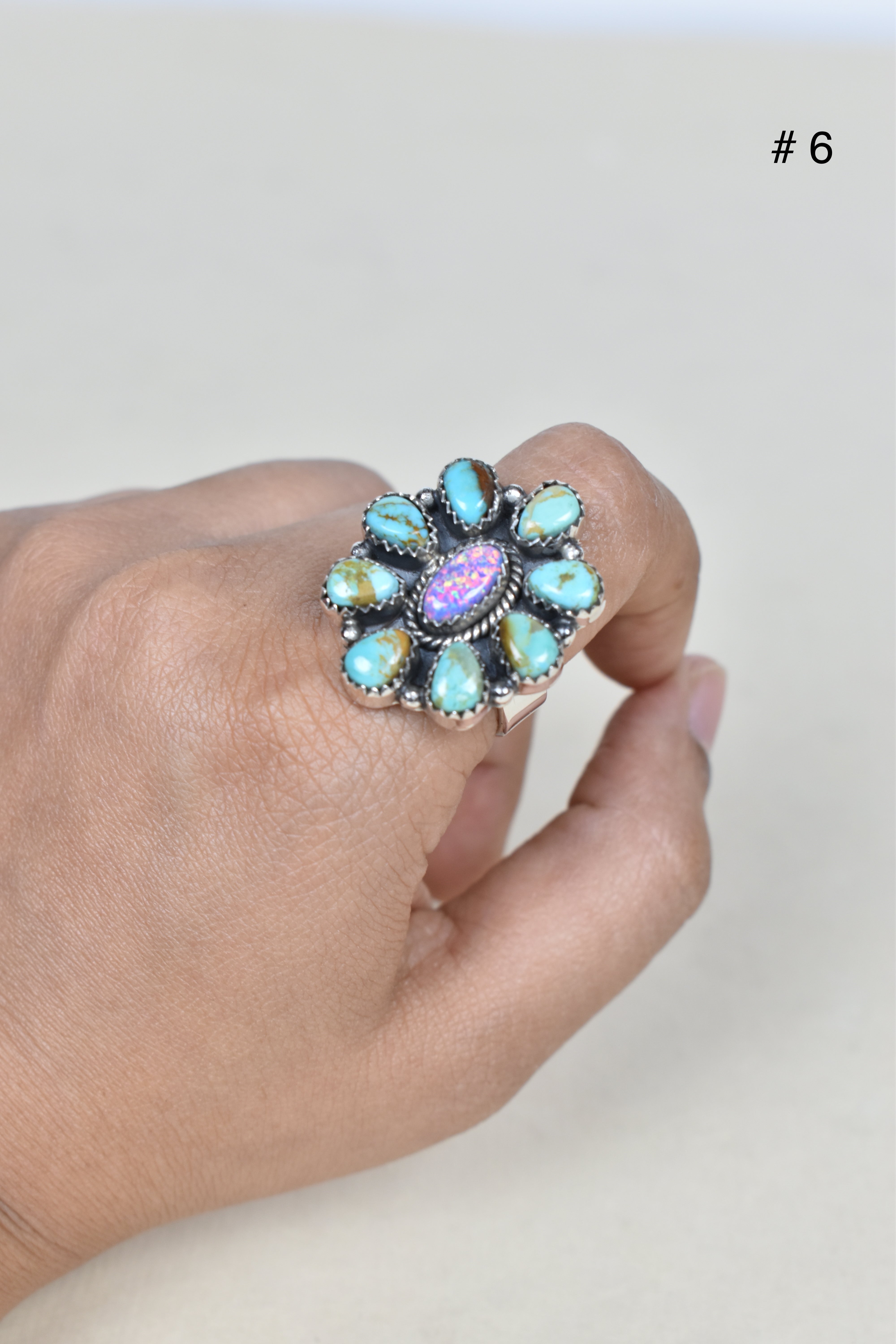 Turquoise Halo Delight Ring-Cluster Rings-Krush Kandy, Women's Online Fashion Boutique Located in Phoenix, Arizona (Scottsdale Area)