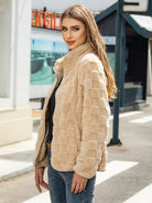 Fuzzy Checkered Zip Up Jacket-Krush Kandy, Women's Online Fashion Boutique Located in Phoenix, Arizona (Scottsdale Area)