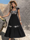 Embroidered Square Neck Ruffle Hem Dress-Krush Kandy, Women's Online Fashion Boutique Located in Phoenix, Arizona (Scottsdale Area)