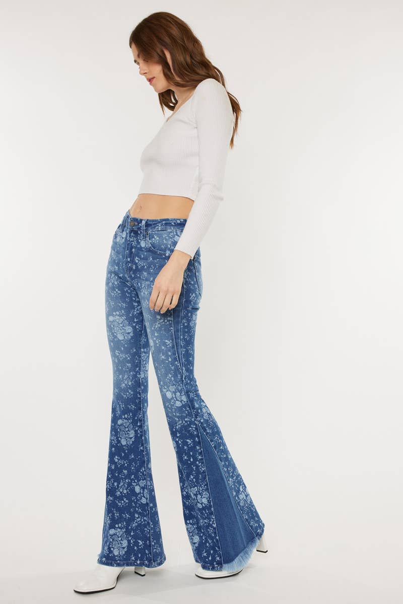 Kancan High-Rise Floral Flare Jeans-Denim-Krush Kandy, Women's Online Fashion Boutique Located in Phoenix, Arizona (Scottsdale Area)