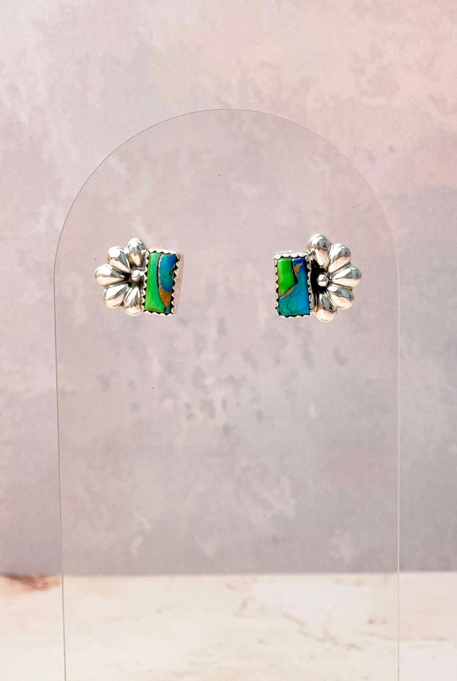 Peacock Dahlia Dainty Bar & Daisy Earrings-Earrings-Krush Kandy, Women's Online Fashion Boutique Located in Phoenix, Arizona (Scottsdale Area)