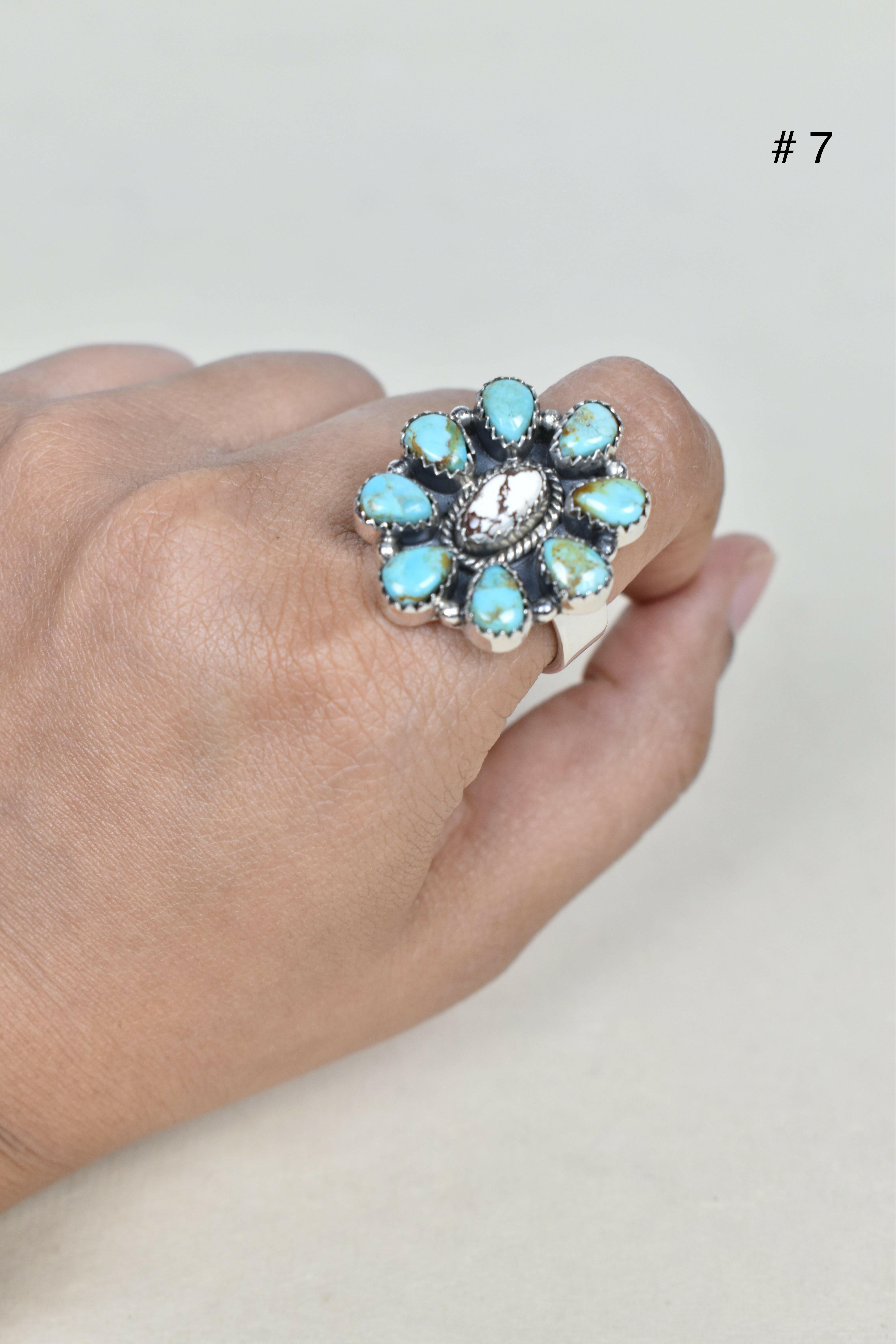 Turquoise Halo Delight Ring-Cluster Rings-Krush Kandy, Women's Online Fashion Boutique Located in Phoenix, Arizona (Scottsdale Area)