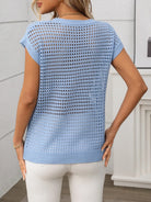 Openwork Round Neck Short Sleeve Knit Cover Up-Krush Kandy, Women's Online Fashion Boutique Located in Phoenix, Arizona (Scottsdale Area)