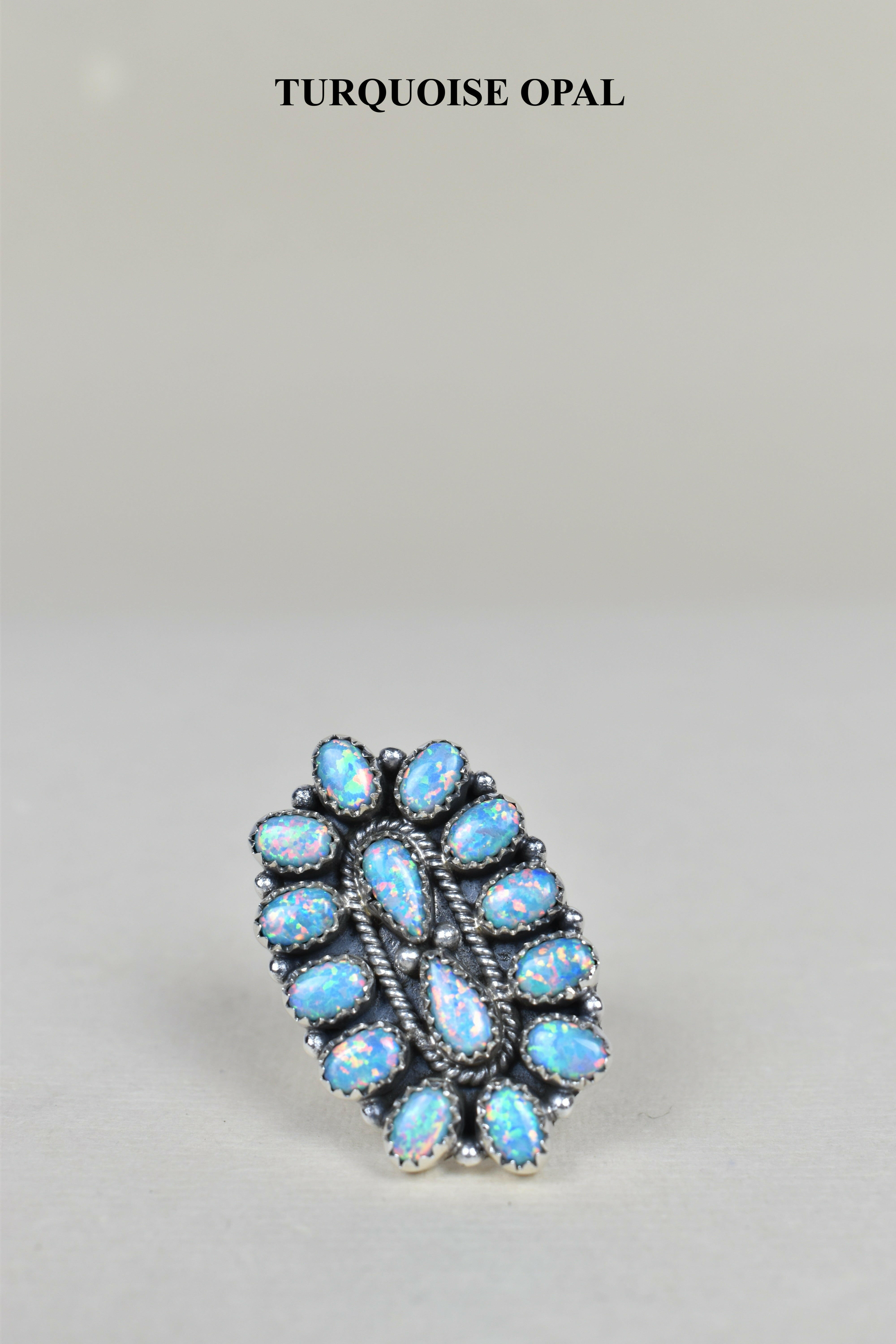 Dainty Long Blossom Cluster Opal Ring-Cluster Rings-Krush Kandy, Women's Online Fashion Boutique Located in Phoenix, Arizona (Scottsdale Area)