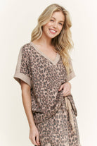 Mineral Washed Leopard Animal Print V-Neck Shirt-Tops-Krush Kandy, Women's Online Fashion Boutique Located in Phoenix, Arizona (Scottsdale Area)
