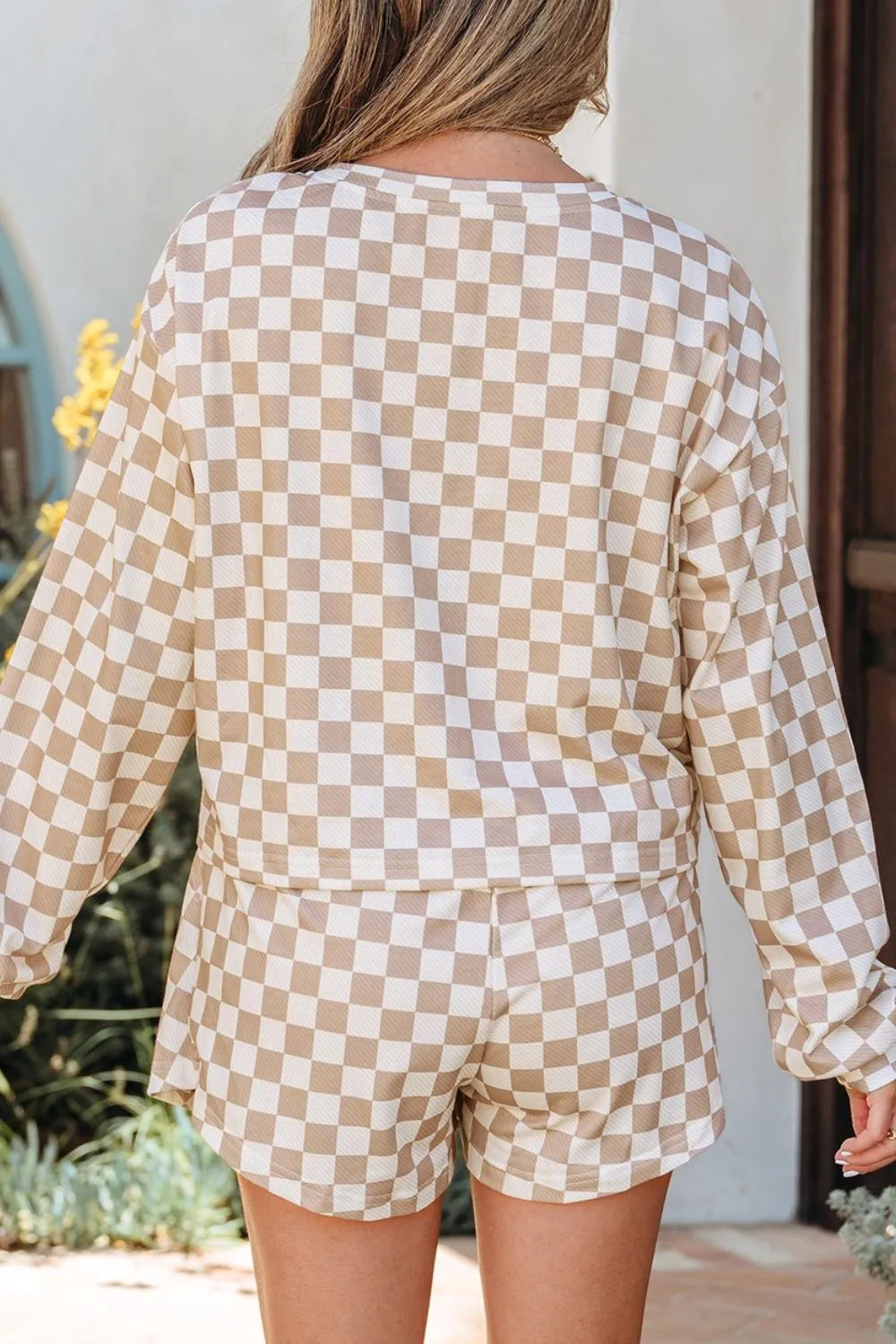 Checkered Long Sleeve Top and Skirt Two-Piece Set-2 Piece Outfit Sets-Krush Kandy, Women's Online Fashion Boutique Located in Phoenix, Arizona (Scottsdale Area)