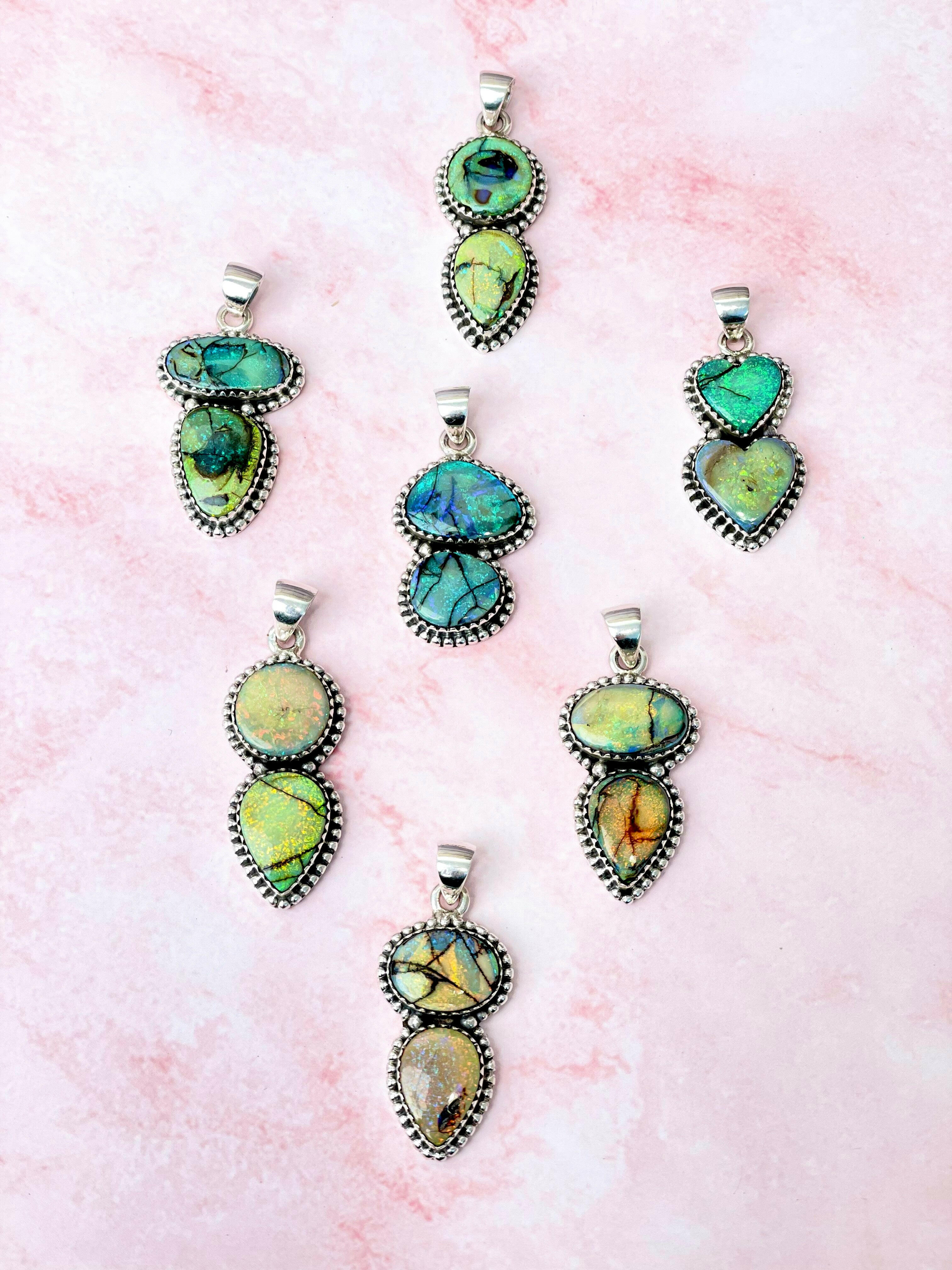Sterling Opal Slab Pendants-Necklaces-Krush Kandy, Women's Online Fashion Boutique Located in Phoenix, Arizona (Scottsdale Area)