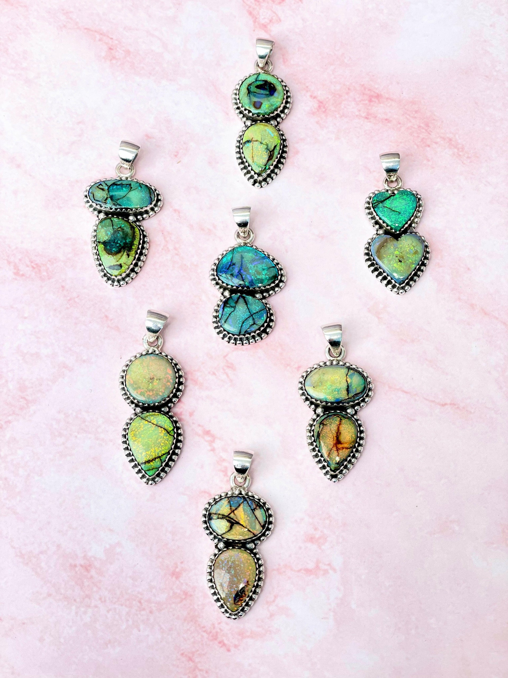 Sterling Opal Slab Pendants-Necklaces-Krush Kandy, Women's Online Fashion Boutique Located in Phoenix, Arizona (Scottsdale Area)