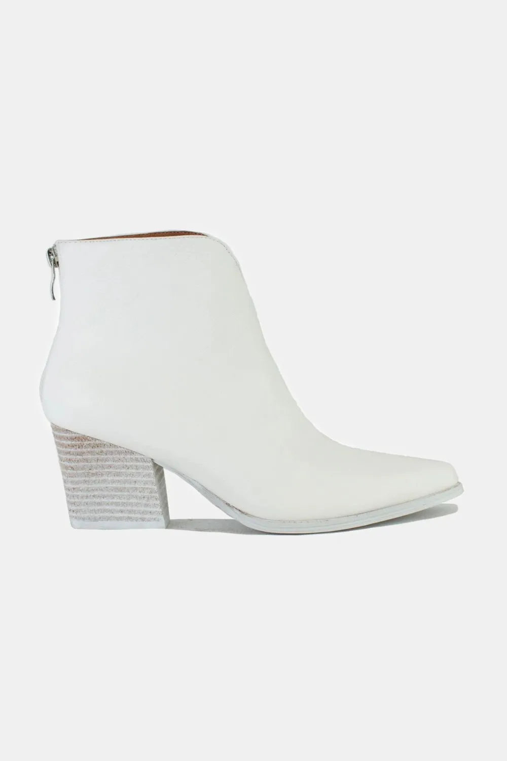 Beast Fashion PU Leather Block Heel Boots with Back Zippers-Booties-Krush Kandy, Women's Online Fashion Boutique Located in Phoenix, Arizona (Scottsdale Area)