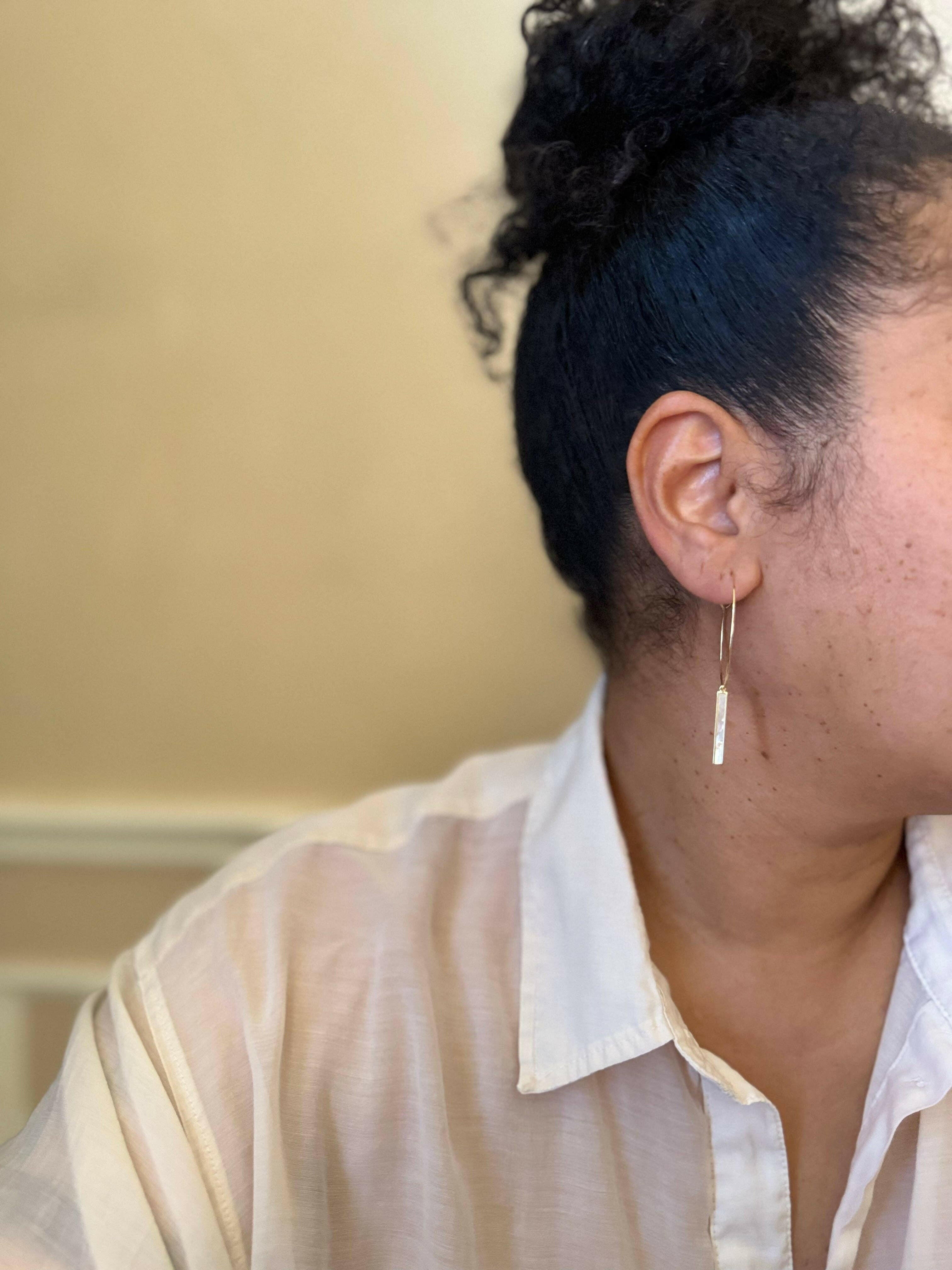 Mother of Pearl Bar Hoops-Earrings-Krush Kandy, Women's Online Fashion Boutique Located in Phoenix, Arizona (Scottsdale Area)