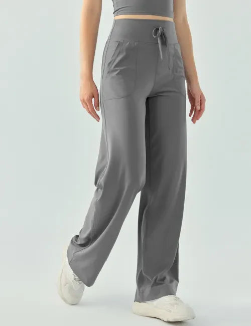 Scuba Drawstring High Waist Active Pants-Pants-Krush Kandy, Women's Online Fashion Boutique Located in Phoenix, Arizona (Scottsdale Area)