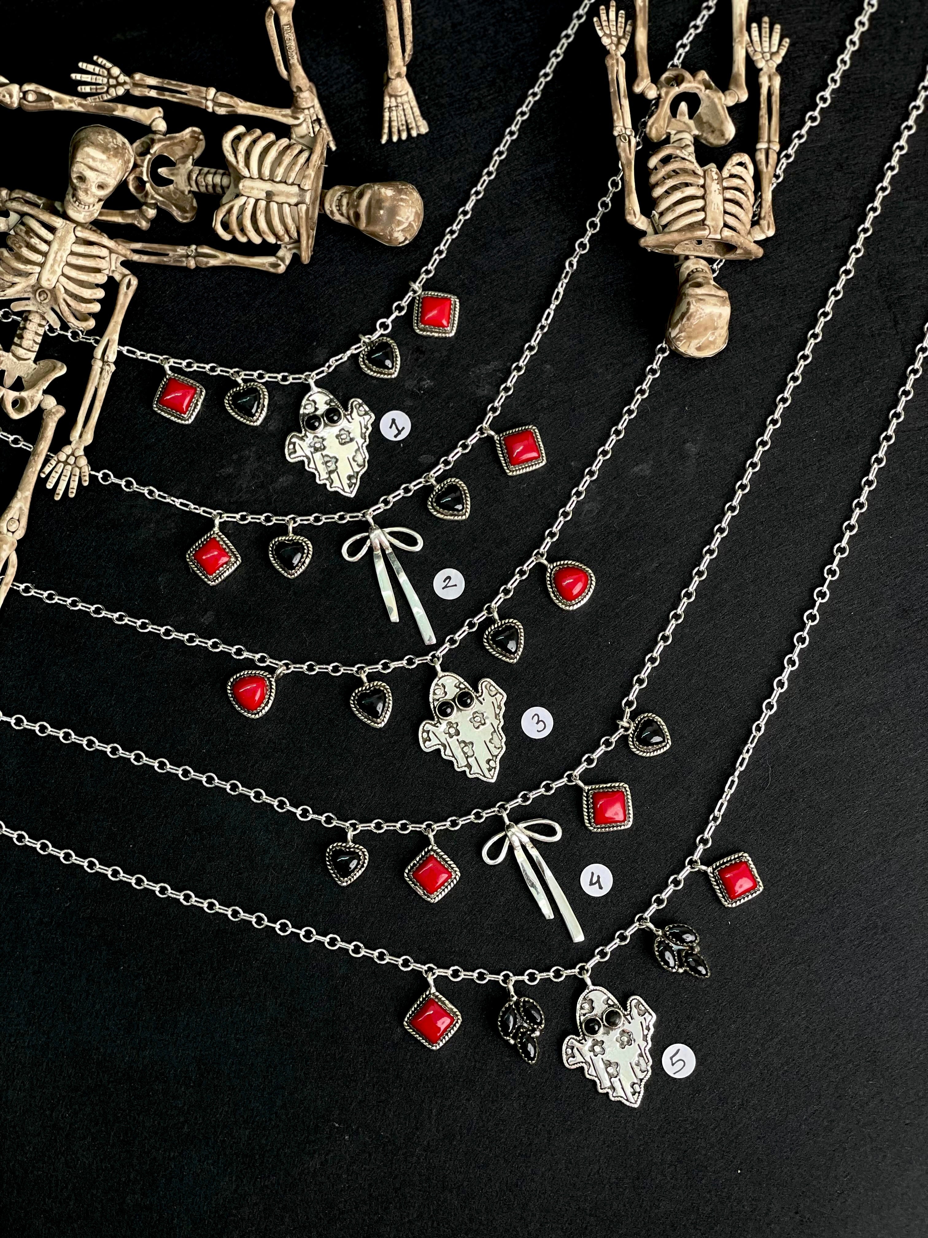 Halloween Charm Necklace Rosarita & Black Onyx sno 12-Necklaces-Krush Kandy, Women's Online Fashion Boutique Located in Phoenix, Arizona (Scottsdale Area)