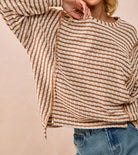 BiBi Open Seam Detail Textured Stripe Knit Top-Sweaters-Krush Kandy, Women's Online Fashion Boutique Located in Phoenix, Arizona (Scottsdale Area)