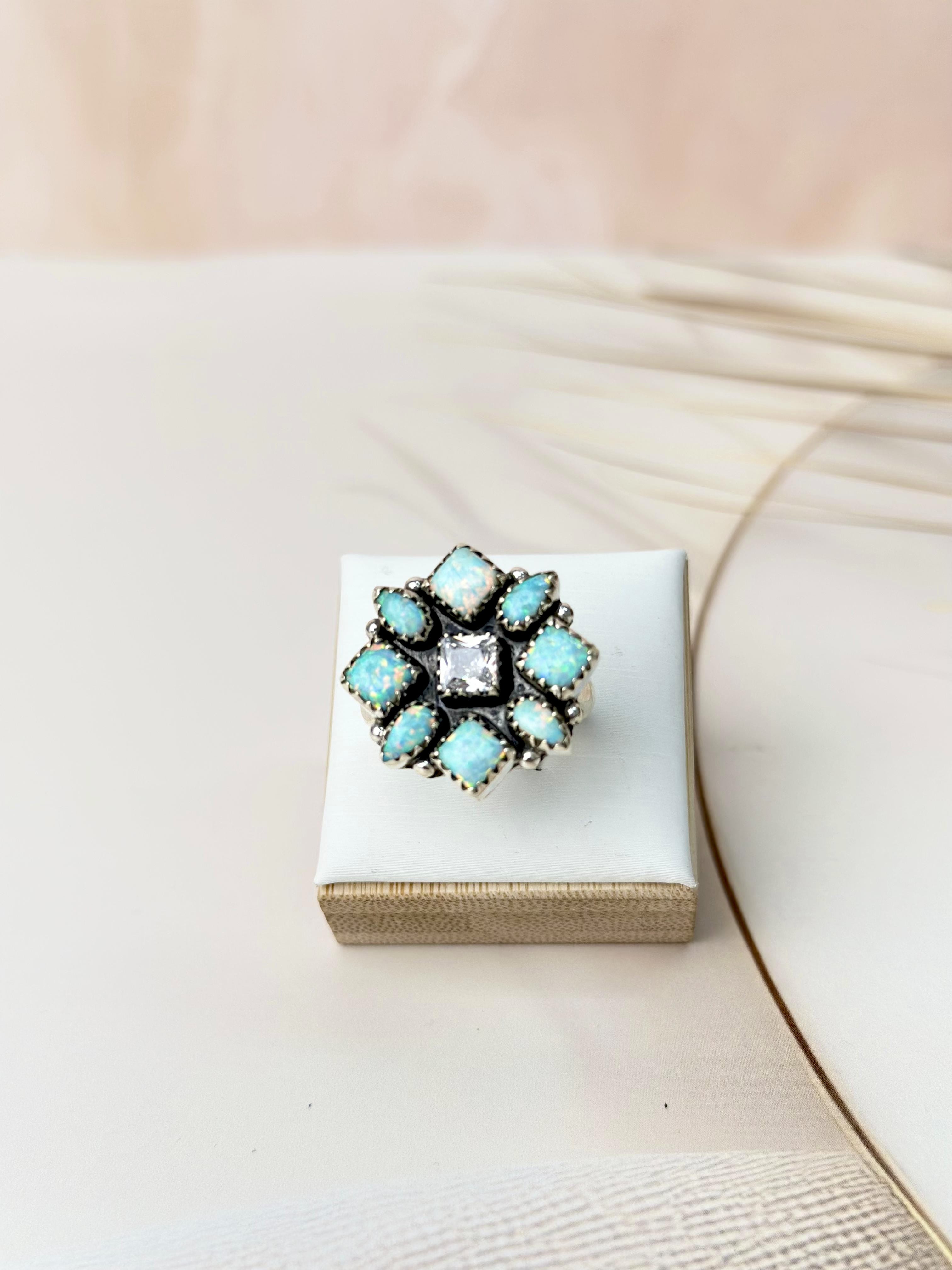 Multi Opal & Crystal Cluster Rings-Rings-Krush Kandy, Women's Online Fashion Boutique Located in Phoenix, Arizona (Scottsdale Area)