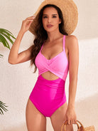 Crisscross Cutout V-Neck One-Piece Swimwear | S-2X-Swimwear-Krush Kandy, Women's Online Fashion Boutique Located in Phoenix, Arizona (Scottsdale Area)