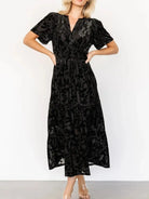 Notched Short Sleeve Tiered Dress-Dresses-Krush Kandy, Women's Online Fashion Boutique Located in Phoenix, Arizona (Scottsdale Area)