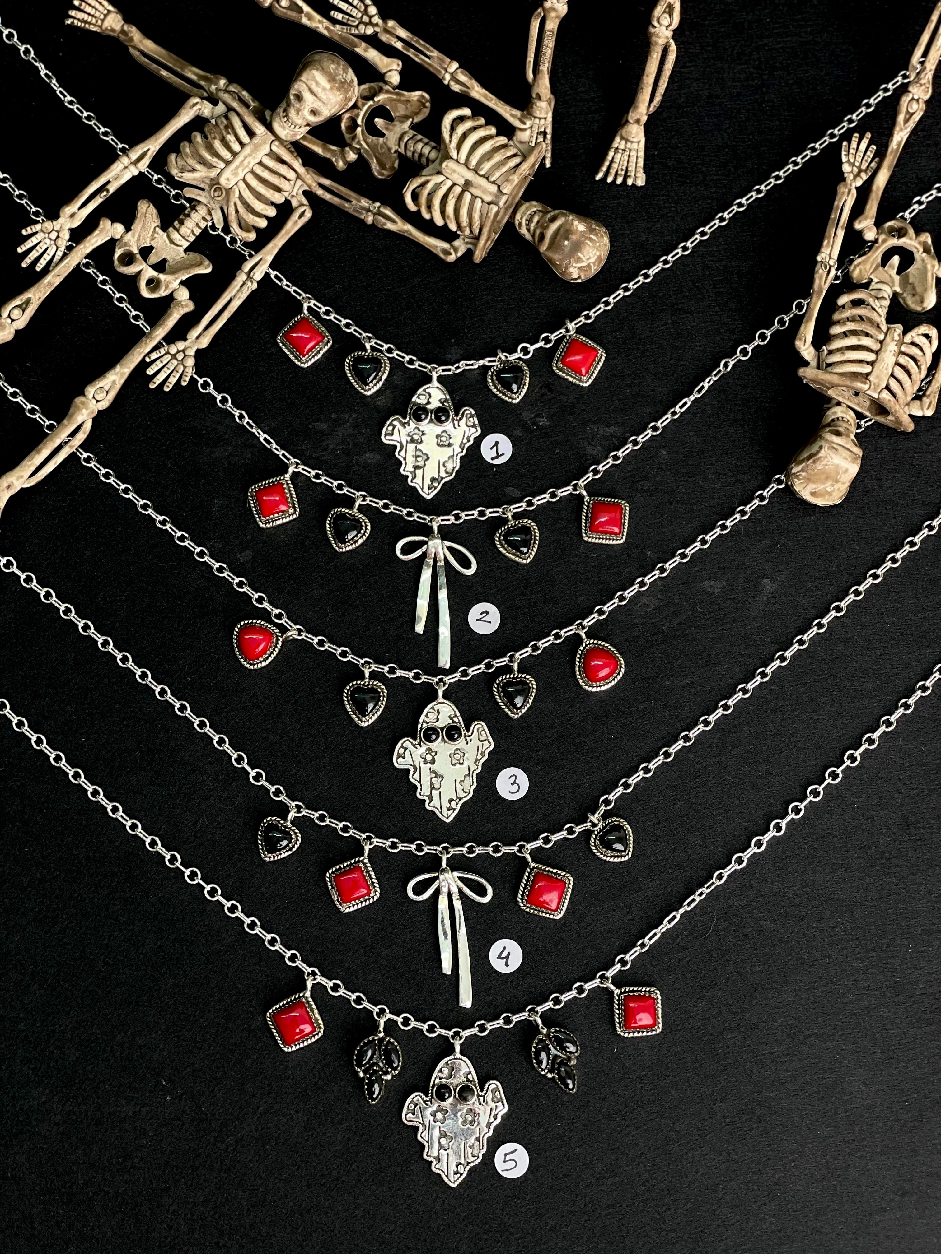 Halloween Charm Necklace Rosarita & Black Onyx sno 12-Necklaces-Krush Kandy, Women's Online Fashion Boutique Located in Phoenix, Arizona (Scottsdale Area)