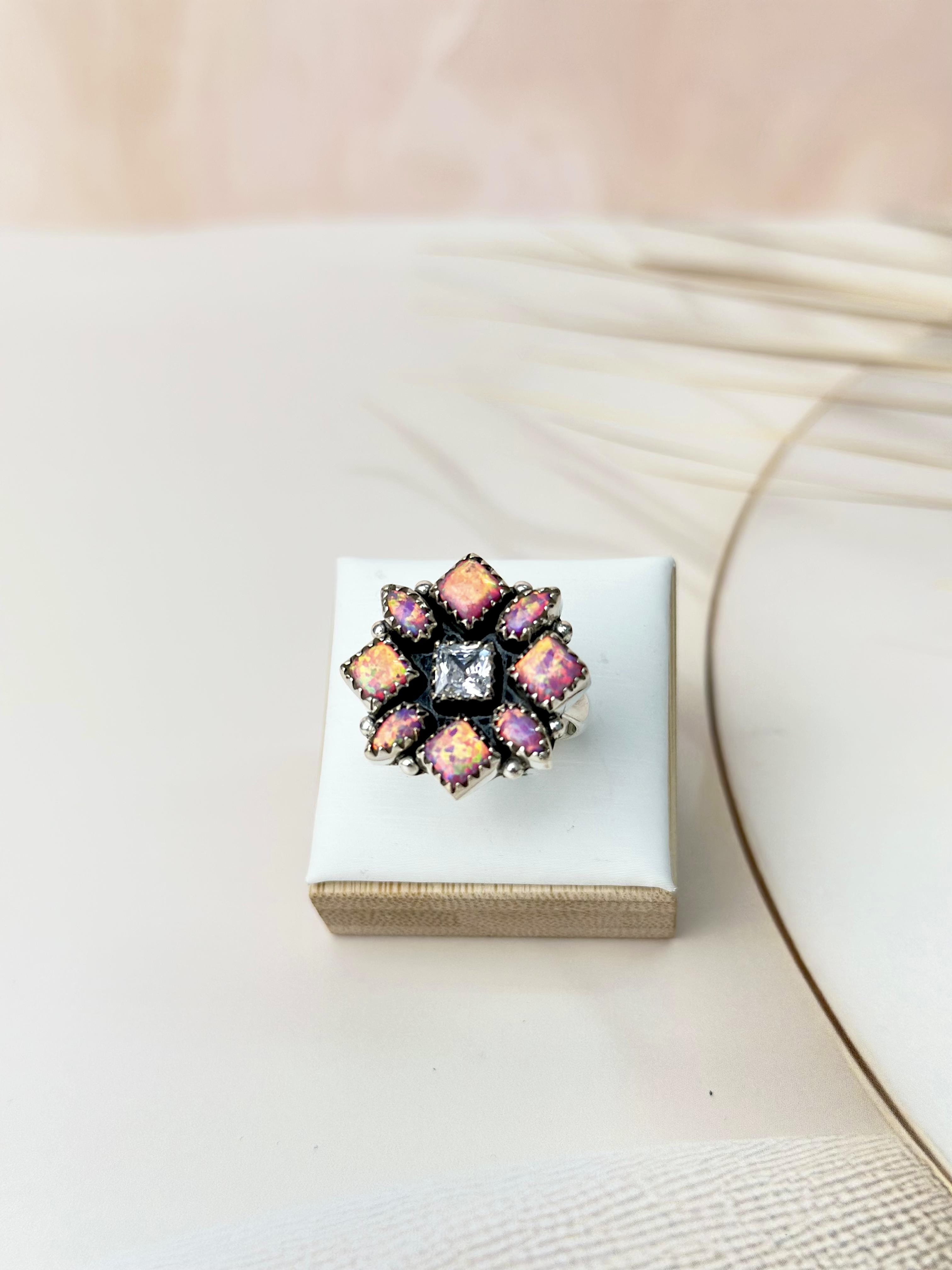 Multi Opal & Crystal Cluster Rings-Rings-Krush Kandy, Women's Online Fashion Boutique Located in Phoenix, Arizona (Scottsdale Area)