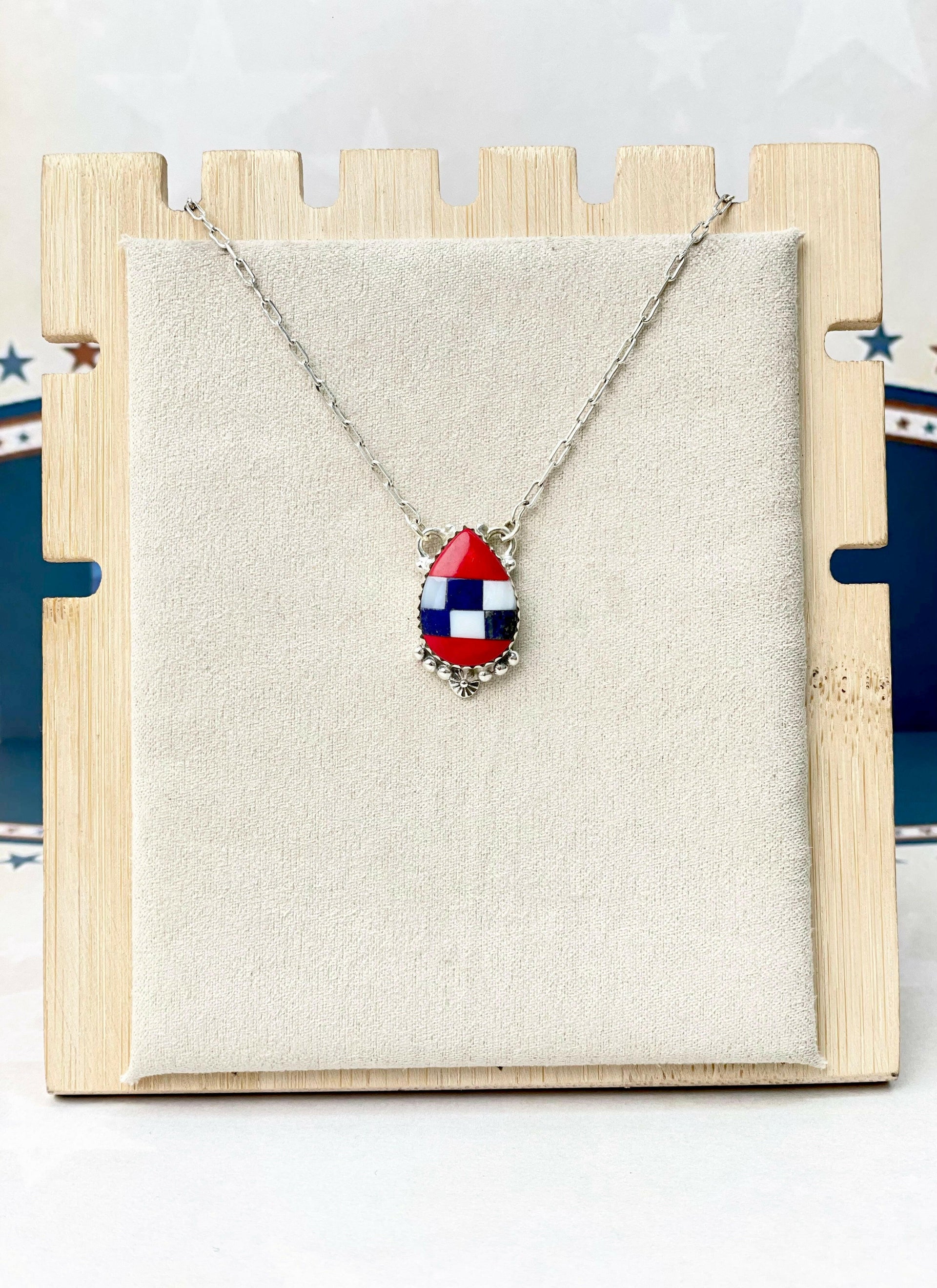 Checkered and Stripes Pear Drop Necklace-Necklaces-Krush Kandy, Women's Online Fashion Boutique Located in Phoenix, Arizona (Scottsdale Area)