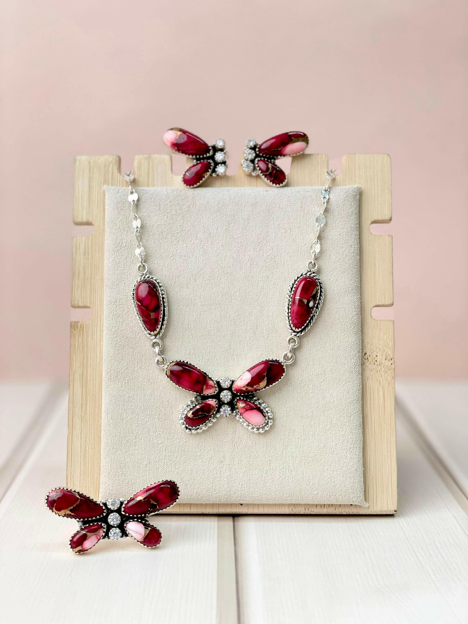 Red Dahlia Southwest Butterfly Necklace Set-Necklaces-Krush Kandy, Women's Online Fashion Boutique Located in Phoenix, Arizona (Scottsdale Area)
