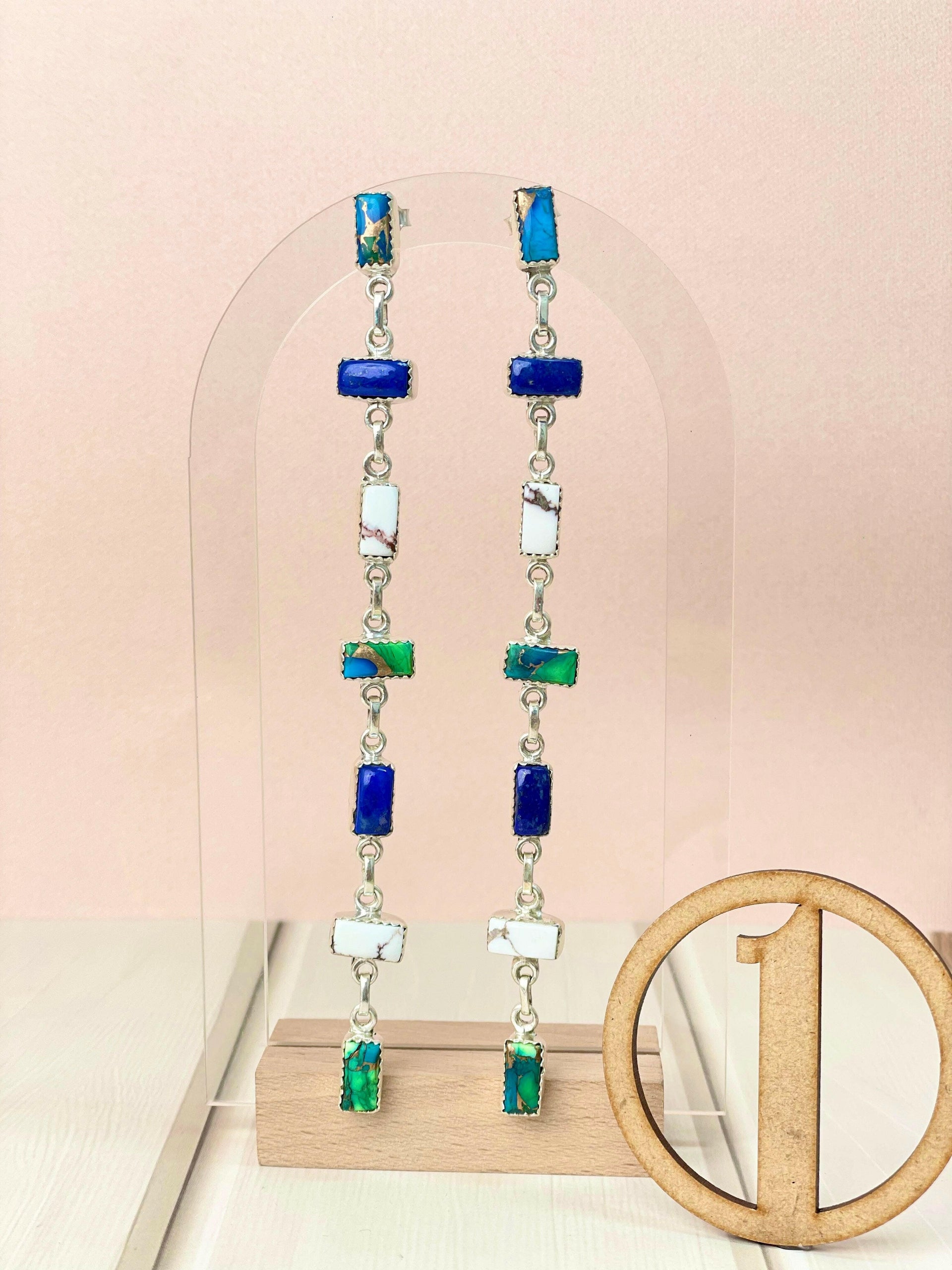 Dancing Bar Peacock Dahlia Earrings-Earrings-Krush Kandy, Women's Online Fashion Boutique Located in Phoenix, Arizona (Scottsdale Area)