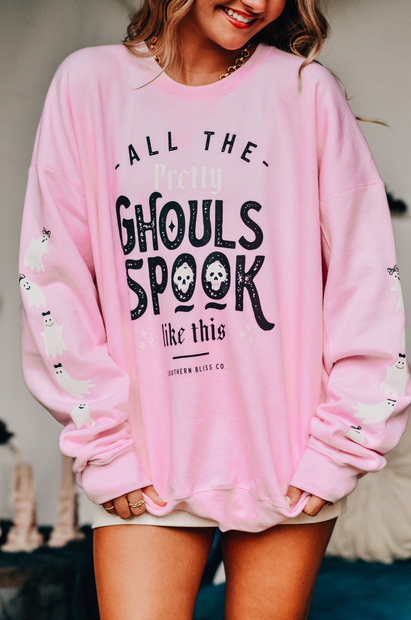 All The Pretty Ghouls Sweatshirt-Krush Kandy, Women's Online Fashion Boutique Located in Phoenix, Arizona (Scottsdale Area)