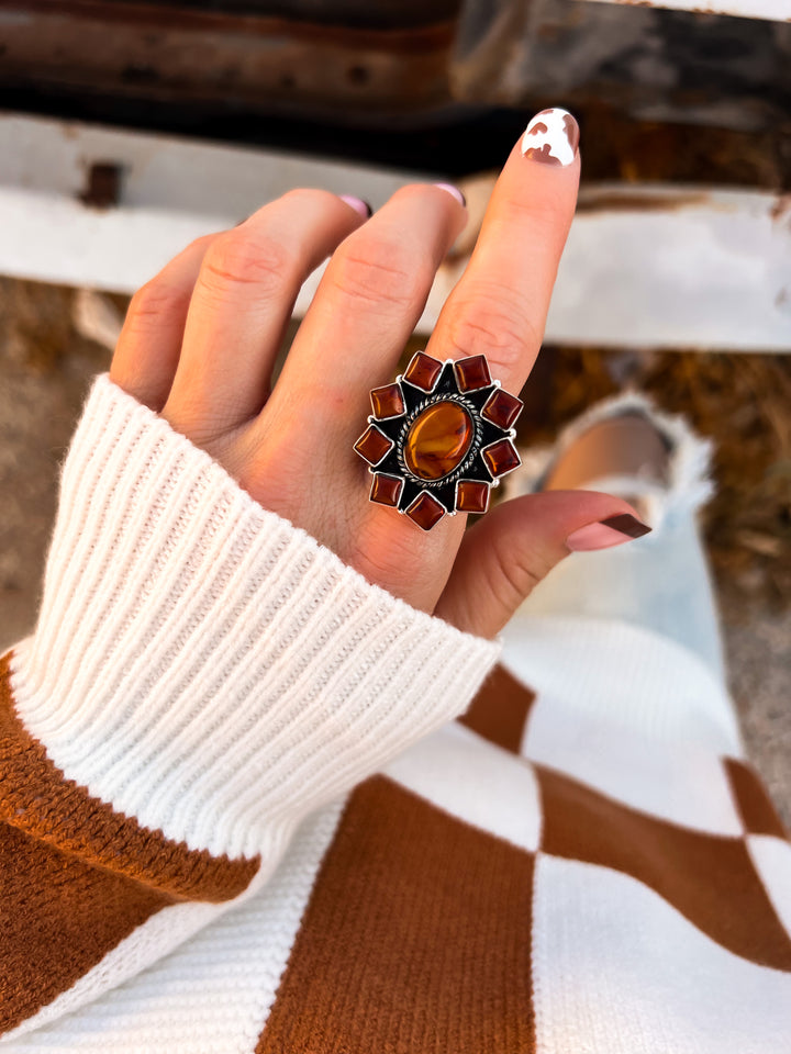 Amber Square Cut Blossom Ring-jewelry-Krush Kandy, Women's Online Fashion Boutique Located in Phoenix, Arizona (Scottsdale Area)