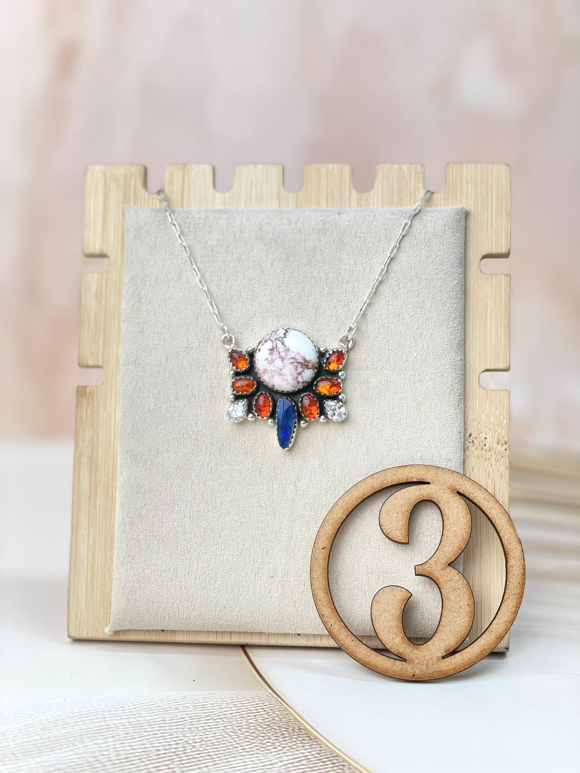 Australian Opal & Amber Necklace sno 55-Necklaces-Krush Kandy, Women's Online Fashion Boutique Located in Phoenix, Arizona (Scottsdale Area)