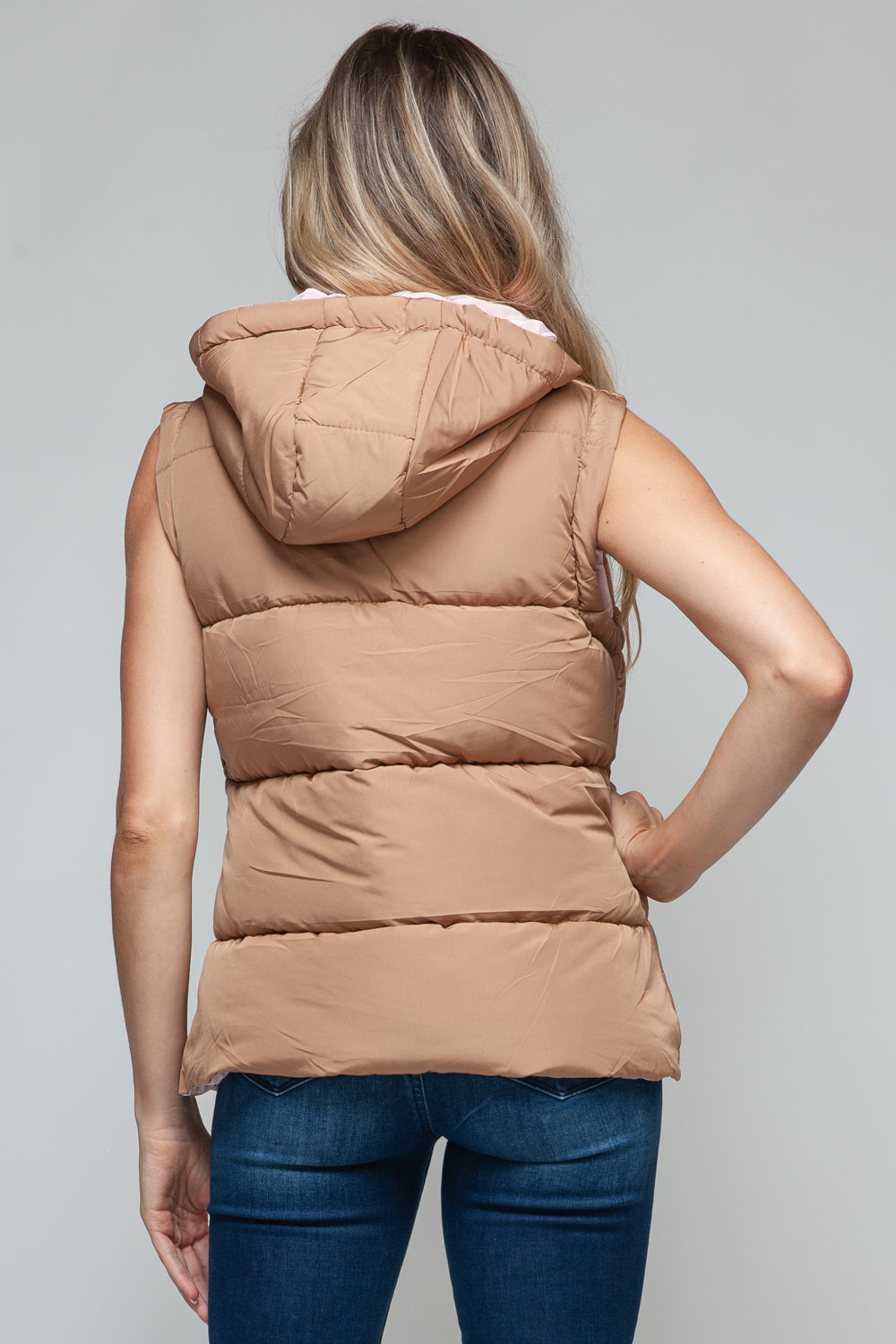 Cozy Chic: Hooded Puffer Vest - Khaki-Vests-Krush Kandy, Women's Online Fashion Boutique Located in Phoenix, Arizona (Scottsdale Area)