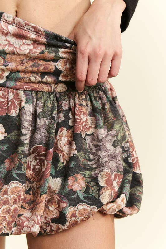 Vintage Floral Print Puff Skirt-Skirts-Krush Kandy, Women's Online Fashion Boutique Located in Phoenix, Arizona (Scottsdale Area)