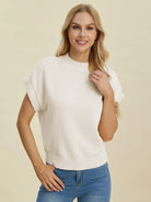 Double Take Full Size Mock Neck Short Sleeve Sweater-Krush Kandy, Women's Online Fashion Boutique Located in Phoenix, Arizona (Scottsdale Area)
