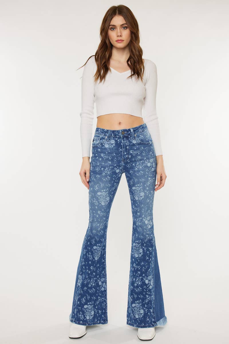 Kancan High-Rise Floral Flare Jeans-Denim-Krush Kandy, Women's Online Fashion Boutique Located in Phoenix, Arizona (Scottsdale Area)