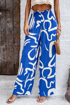 Smocked Printed Wide Leg Pants with Pockets-Pants-Krush Kandy, Women's Online Fashion Boutique Located in Phoenix, Arizona (Scottsdale Area)