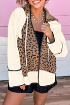 Drawstring Leopard Long Sleeve Hooded Jacket-Jacket-Krush Kandy, Women's Online Fashion Boutique Located in Phoenix, Arizona (Scottsdale Area)