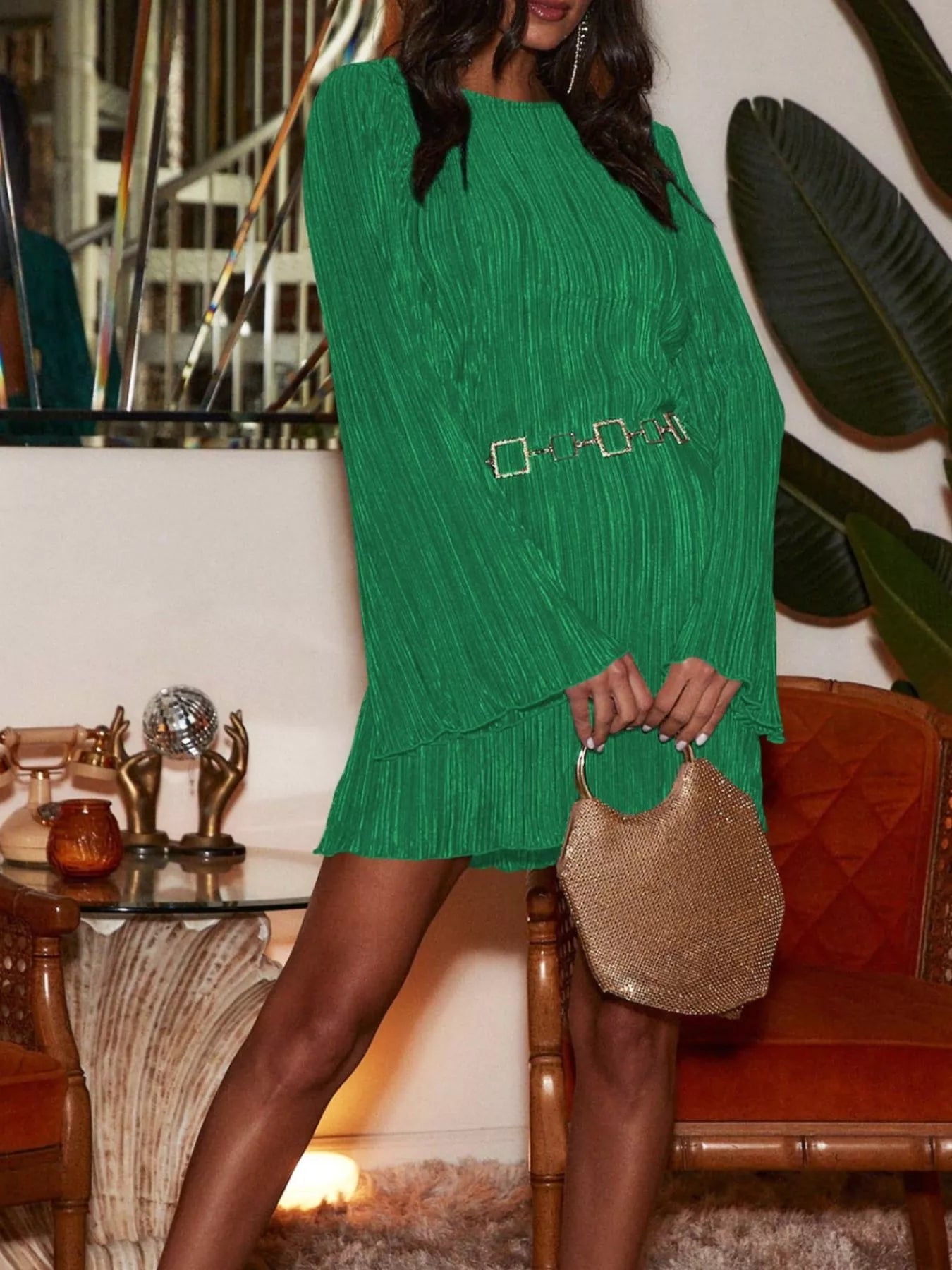 Cutout Back Flare Sleeve Dress-Dresses-Krush Kandy, Women's Online Fashion Boutique Located in Phoenix, Arizona (Scottsdale Area)