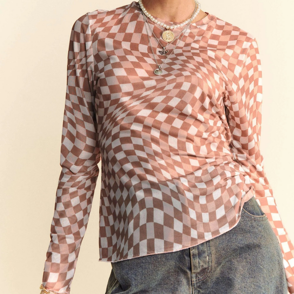 Davi and Dani Checker Mesh Layering Top – Krush Kandy