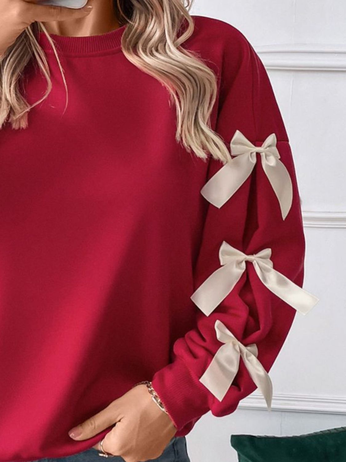 Bow Sleeve Sweatshirt-Sweaters-Krush Kandy, Women's Online Fashion Boutique Located in Phoenix, Arizona (Scottsdale Area)