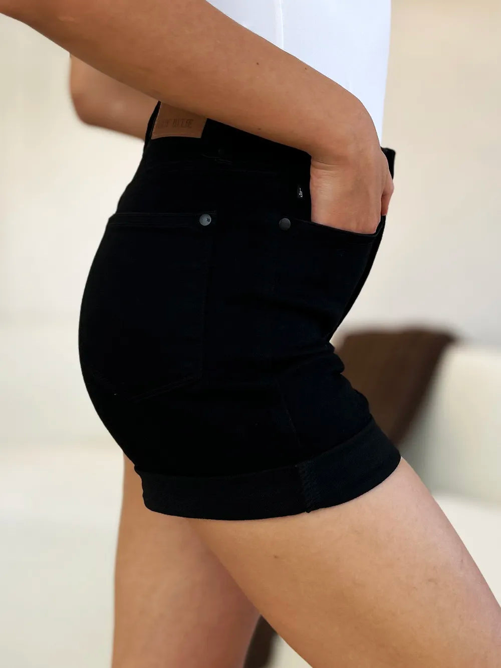 Judy Blue Full Size High Waist Tummy Control Cuffed Denim Shorts-Krush Kandy, Women's Online Fashion Boutique Located in Phoenix, Arizona (Scottsdale Area)