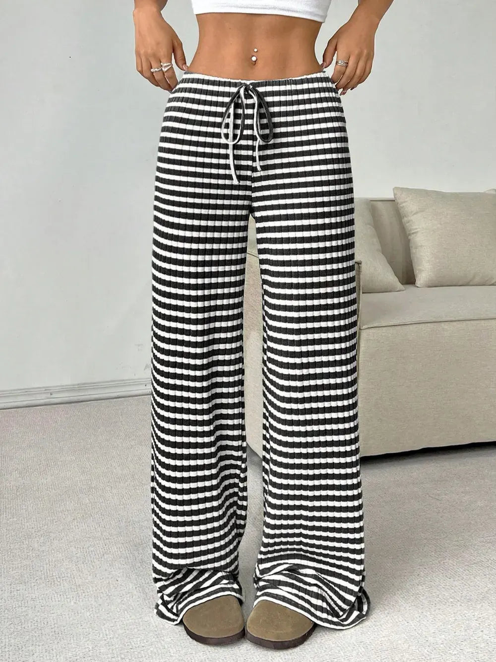 Tied Striped Wide Leg Pants-PANTS-Krush Kandy, Women's Online Fashion Boutique Located in Phoenix, Arizona (Scottsdale Area)